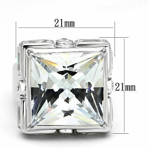 Jewellery Kingdom Sterling Silver Cocktail Ladies Princess Cut Simulated Diamonds Ring Secondary image