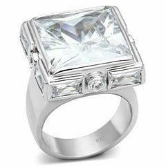 Jewellery Kingdom Sterling Silver Cocktail Ladies Princess Cut Simulated Diamonds - Jewelry Rings - British D'sire