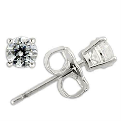 Jewellery Kingdom Sterling Silver Cubic Zirconia Ladies Silver Stud Earrings - Earrings - British D'sire