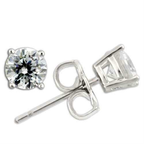 Jewellery Kingdom Sterling Silver Cubic Zirconia Ladies Silver Stud Earrings - Earrings - British D'sire