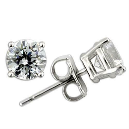 Jewellery Kingdom Sterling Silver Cubic Zirconia Ladies Silver Stud Earrings - Earrings - British D'sire Main image