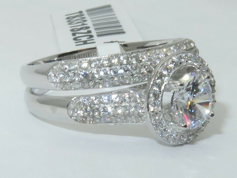 Jewellery Kingdom Sterling Silver Cubic Zirconia Micro Pave 2CT Ladies Engagement Wedding Ring Set Band - Jewelry Rings - British D'sire