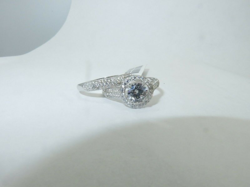 Jewellery Kingdom Sterling Silver Cubic Zirconia Micro Pave 2CT Ladies Engagement Wedding Ring Set Band - Jewelry Rings - British D'sire