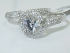 Jewellery Kingdom Sterling Silver CZ Micro Pave Ladies Engagement Wedding Band Ring Set - Engagement Rings - British D'sire