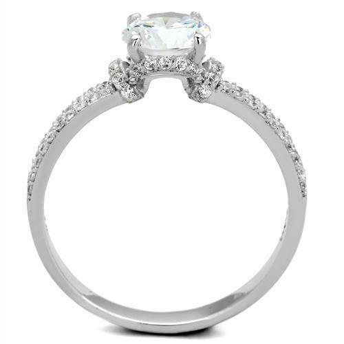 Jewellery Kingdom Sterling Silver CZ Solitaire Accents Pretty Ladies Engagement Ring - Engagement Ring - British D'sire