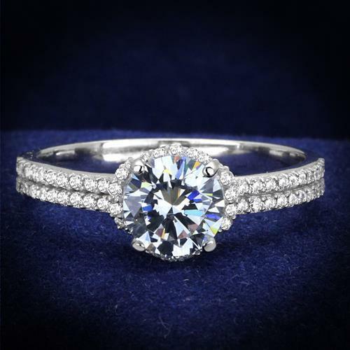 Jewellery Kingdom Sterling Silver CZ  Solitaire Accents Pretty Ladies Engagement Ring Secondary image