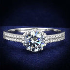 Jewellery Kingdom Sterling Silver CZ Solitaire Accents Pretty Ladies Engagement Ring - Engagement Ring - British D'sire