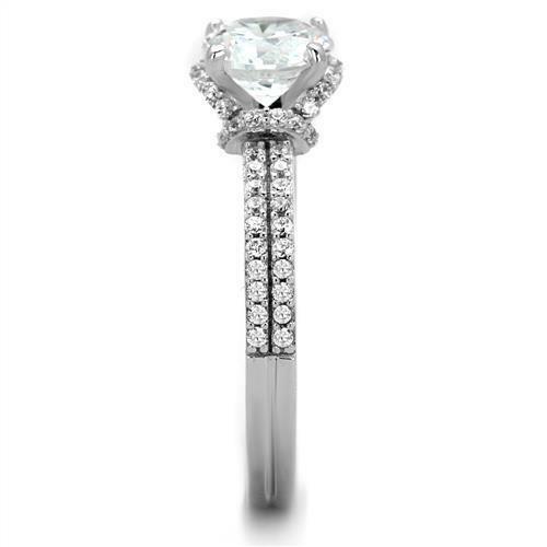Jewellery Kingdom Sterling Silver CZ Solitaire Accents Pretty Ladies Engagement Ring - Engagement Ring - British D'sire