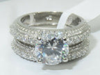 Jewellery Kingdom Sterling Silver CZ Solitaire Pave Engagement Ladies Wedding Band Ring Set - Jewelry Rings - British D'sire
