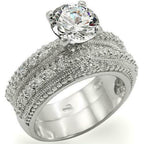 Jewellery Kingdom Sterling Silver CZ Solitaire Pave Engagement Ladies Wedding Band Ring Set - Jewelry Rings - British D'sire