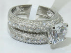 Jewellery Kingdom Sterling Silver CZ Solitaire Pave Engagement Ladies Wedding Band Ring Set - Jewelry Rings - British D'sire
