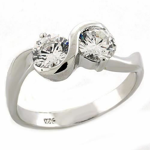 Jewellery Kingdom Sterling Silver Double Solitaires Cubic Zirconia Grade Ring - Jewelry Rings - British D'sire Main image