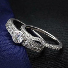 Jewellery Kingdom Sterling Silver Engagement Wedding Band Bezel CZ 2.70CT Ladies Ring Set - Jewelry Rings - British D'sire