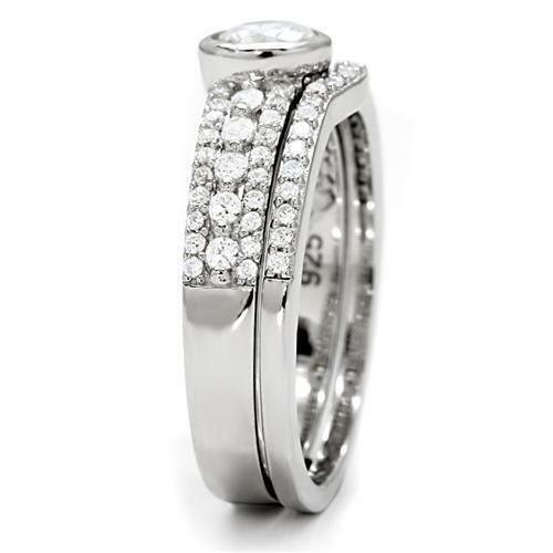 Jewellery Kingdom Sterling Silver Engagement Wedding Band Bezel CZ 2.70CT Ladies Ring Set Secondary image