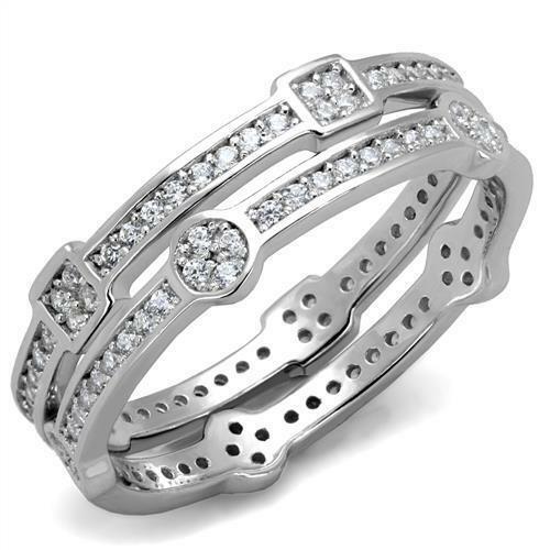 Jewellery Kingdom Sterling Silver Full Eternity Cubic Zirconia Wedding Ladies Stacking Bands Ring - Jewelry Rings - British D'sire