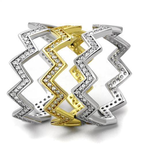 Jewellery Kingdom Sterling Silver Gold Eternity Stacking Cubic Zirconia Ladies Wedding Bands Secondary image