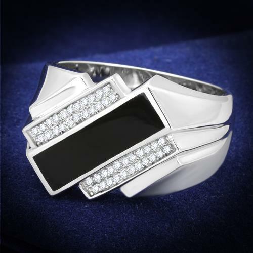 Jewellery Kingdom Sterling Silver Pinky Black Jet Pave Stamped Handmade Mens Pinky Ring Secondary image