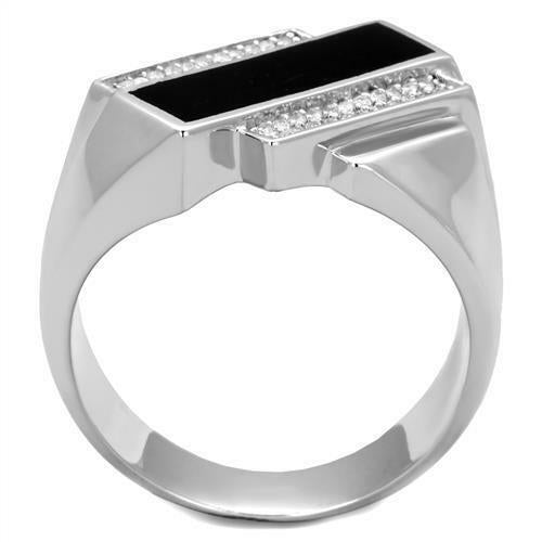 Jewellery Kingdom Sterling Silver Pinky Black Jet Pave Stamped Handmade Mens Signet Ring - Mens Fine Jewellery - British D'sire Main image