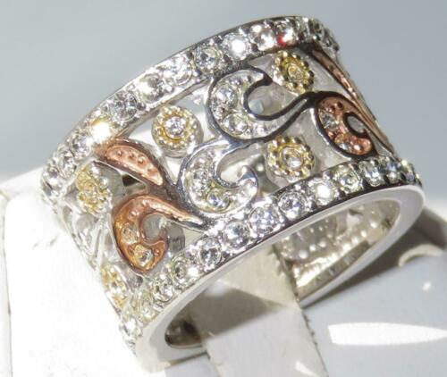 Jewellery Kingdom Sterling Silver Rose Gold Cubic Zirconia Ladies Silver Band Ring - Jewelry Rings - British D'sire