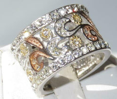 Jewellery Kingdom Sterling Silver Rose Gold Cubic Zirconia Ladies Silver Band Ring - Jewelry Rings - British D'sire