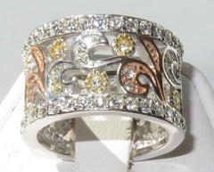 Jewellery Kingdom Sterling Silver Rose Gold Cubic Zirconia Ladies Silver Band Ring - Jewelry Rings - British D'sire