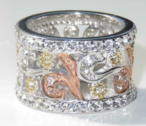 Jewellery Kingdom Sterling Silver Rose Gold Cubic Zirconia Ladies Silver Band Ring - Jewelry Rings - British D'sire Main image