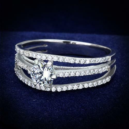 Jewellery Kingdom Sterling Silver Solitaire Accents 1.65 CT Triple Row Ladies Cubic Zirconia Ring - Jewelry Rings - British D'sire Main image