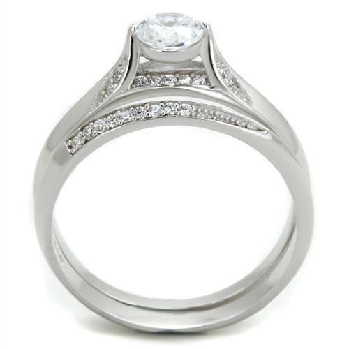 Jewellery Kingdom Sterling Solitaire Cubic Zirconia Ladies Engagement Wedding Band Ring Set (Silver) - Jewelry Rings - British D'sire
