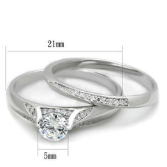 Jewellery Kingdom Sterling Solitaire Cubic Zirconia Ladies Engagement Wedding Band Ring Set (Silver) - Jewelry Rings - British D'sire