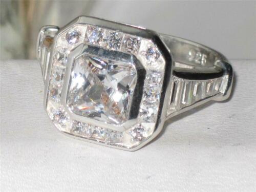 Jewellery Kingdom Sterling Square cz Super Sparkling Stamped Ladies Princess Cut Ring (Silver) - Jewelry Rings - British D'sire