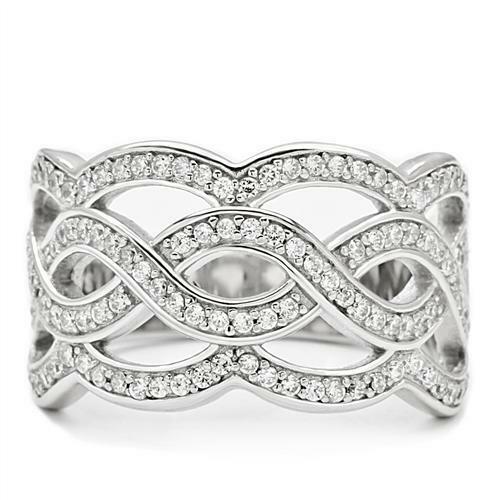 Jewellery Kingdom Sterling Way Band Stamped Cubic Zirconia Ladies Ring (Silver) - Jewelry Rings - British D'sire Main image