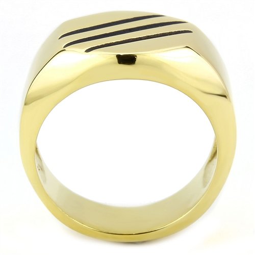 Jewellery Kingdom Strip No Stone 18kt Signet Pinky Classy Steel Mens Gold Ring - Jewelry Rings - British D'sire