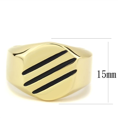 Jewellery Kingdom Strip No Stone 18kt Signet Pinky Classy Steel Mens Gold Ring - Jewelry Rings - British D'sire