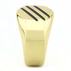 Jewellery Kingdom Strip No Stone 18kt Signet Pinky Classy Steel Mens Gold Ring - Jewelry Rings - British D'sire