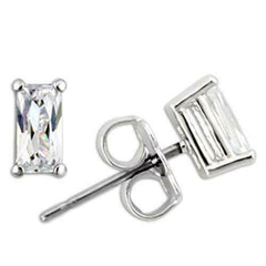 Jewellery Kingdom Stud Emerald Cut Sterling Silver Cubic Zirconia All Sizes Earrings (Silver) - Earrings - British D'sire