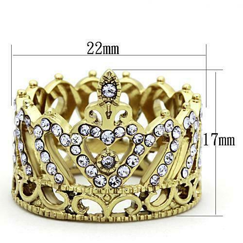 Jewellery Kingdom Tanzanite CZ Tiera 18KT Steel Ladies Crown Ring Band (Gold) Secondary image