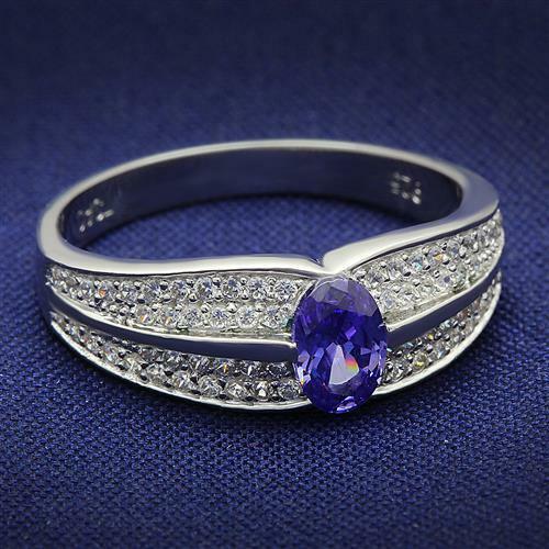 Jewellery Kingdom Tanzanite Oval CZ Sterling Ladies Engagement Ring (Silver & Purple ) - Engagement Rings - British D'sire