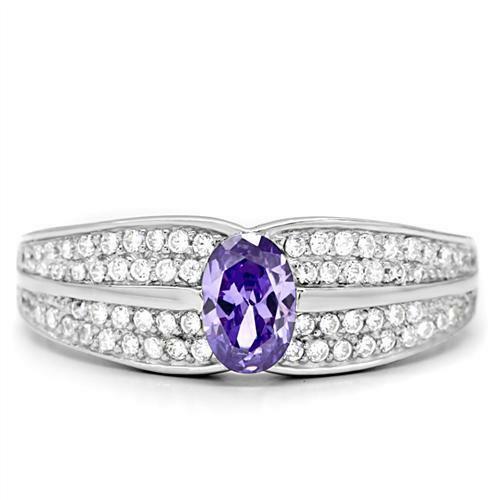 Jewellery Kingdom Tanzanite Oval CZ Sterling Ladies Engagement Ring (Silver & Purple ) - Engagement Rings - British D'sire