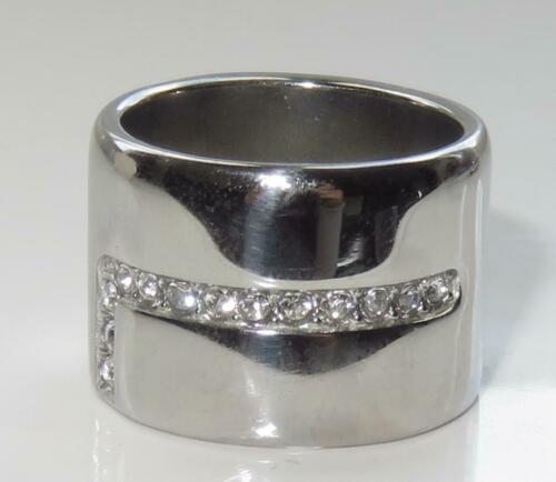 Jewellery Kingdom Tarnish Pave Chunky Simulated Diamonds Ladies Ring Band (Silver) - Jewelry Rings - British D'sire