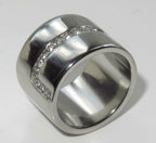 Jewellery Kingdom Tarnish Pave Chunky Simulated Diamonds Ladies Ring Band (Silver) - Jewelry Rings - British D'sire