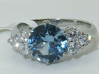 Jewellery Kingdom Three Stone Blue Topaz Anniversary Cubic Zirconia Stainless Silver 3 Carat Ring (Silver) - Jewelry Rings - British D'sire