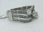 Jewellery Kingdom Three Stone Cubic Zirconia Stainless Steel Ladies Silver Solitaires Ring Band - Jewelry Rings - British D'sire