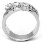 Jewellery Kingdom Three Stone Cubic Zirconia Stainless Steel Ladies Silver Solitaires Ring Band - Jewelry Rings - British D'sire