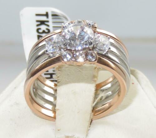 Jewellery Kingdom Three Stone Engagement Wedding Cubic Zirconia 3 Pieces Ladies Ring Set Secondary image