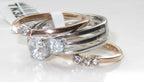 Jewellery Kingdom Three Stone Engagement Wedding Cubic Zirconia 3pcs Ladies Ring Set (Rose Gold) - Engagement Rings - British D'sire