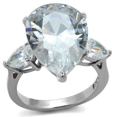 Jewellery Kingdom Three Stone Pear Cut 8 Carat Ladies Ring (Silver) - Jewelry Rings - British D'sire