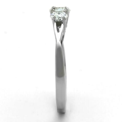 Jewellery Kingdom Three Stone Ring Simulated Diamonds Stainless Steel Ring (Silver) - Rings - British D'sire