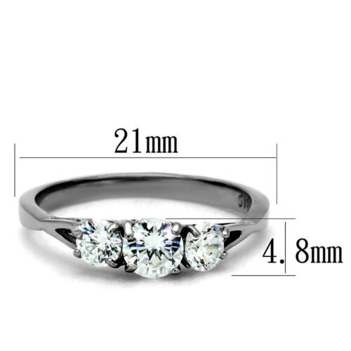 Jewellery Kingdom Three Stone Ring Simulated Diamonds Stainless Steel Ring (Silver) Secondary image