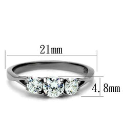 Jewellery Kingdom Three Stone Ring Simulated Diamonds Stainless Steel Ring (Silver) - Rings - British D'sire