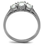 Jewellery Kingdom Three Stone Ring Simulated Diamonds Stainless Steel Ring (Silver) - Rings - British D'sire